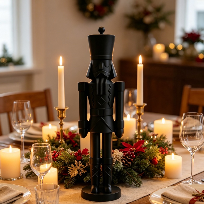 Nutcracker Figurine - Statua Minimalista del Soldato Schiaccianoci Nero,