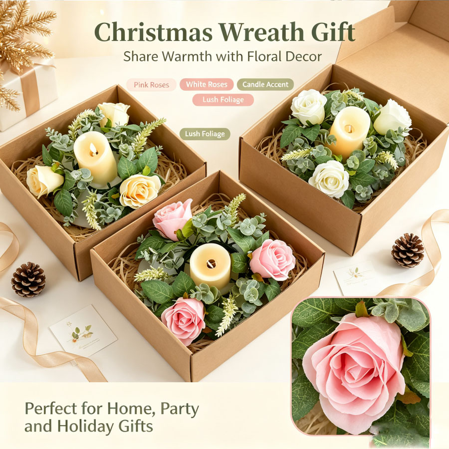Christmas Wreath Fake - Candelabro a Forma di Ghirlanda di