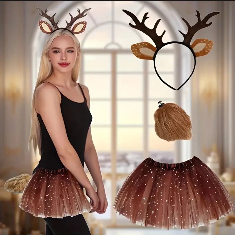 Set costume da renna, gonna tu - Reindeer Antlers Headband recensione e prezzo